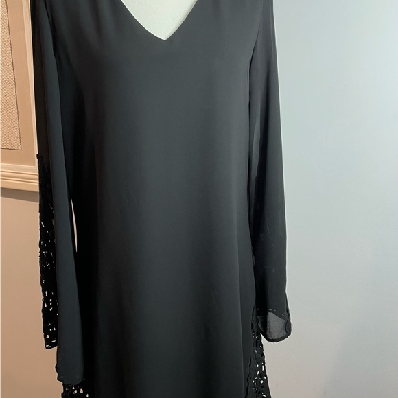 Ya Los Angeles Womens Cocktail Dress Long Sleeve Chiffon Black V-Neck Size “L” - Picture 11 of 16